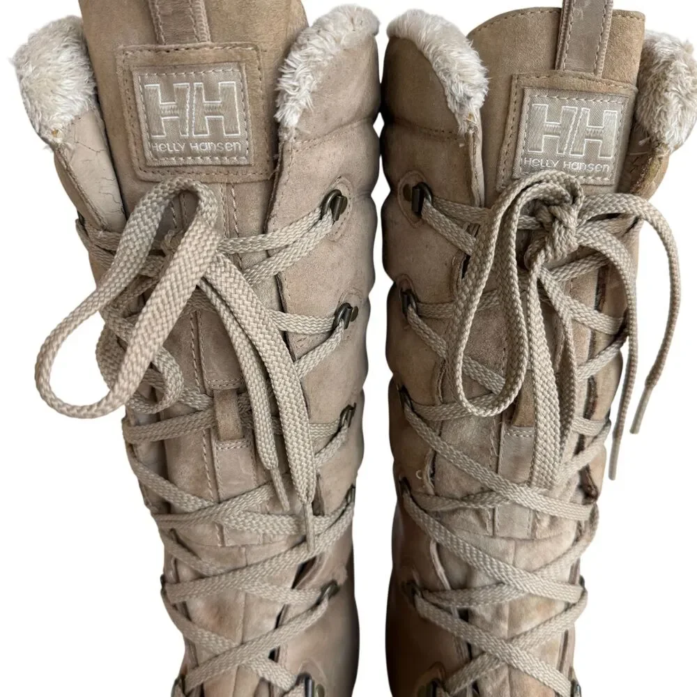 Helly Hansen Skuld 4 Winter Waterproof Leather Boots Beige Women's Size 9.5